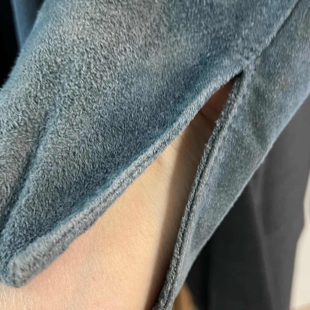 Caslon Vintage Blue Suede Blazer faded Leather Split Sleeves 4 Pocket Full Lined - Picture 2 of 15